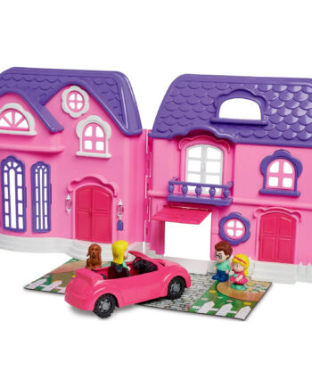 Kid Connection Folding Dollhouse with Family Car, 21 Pieces
