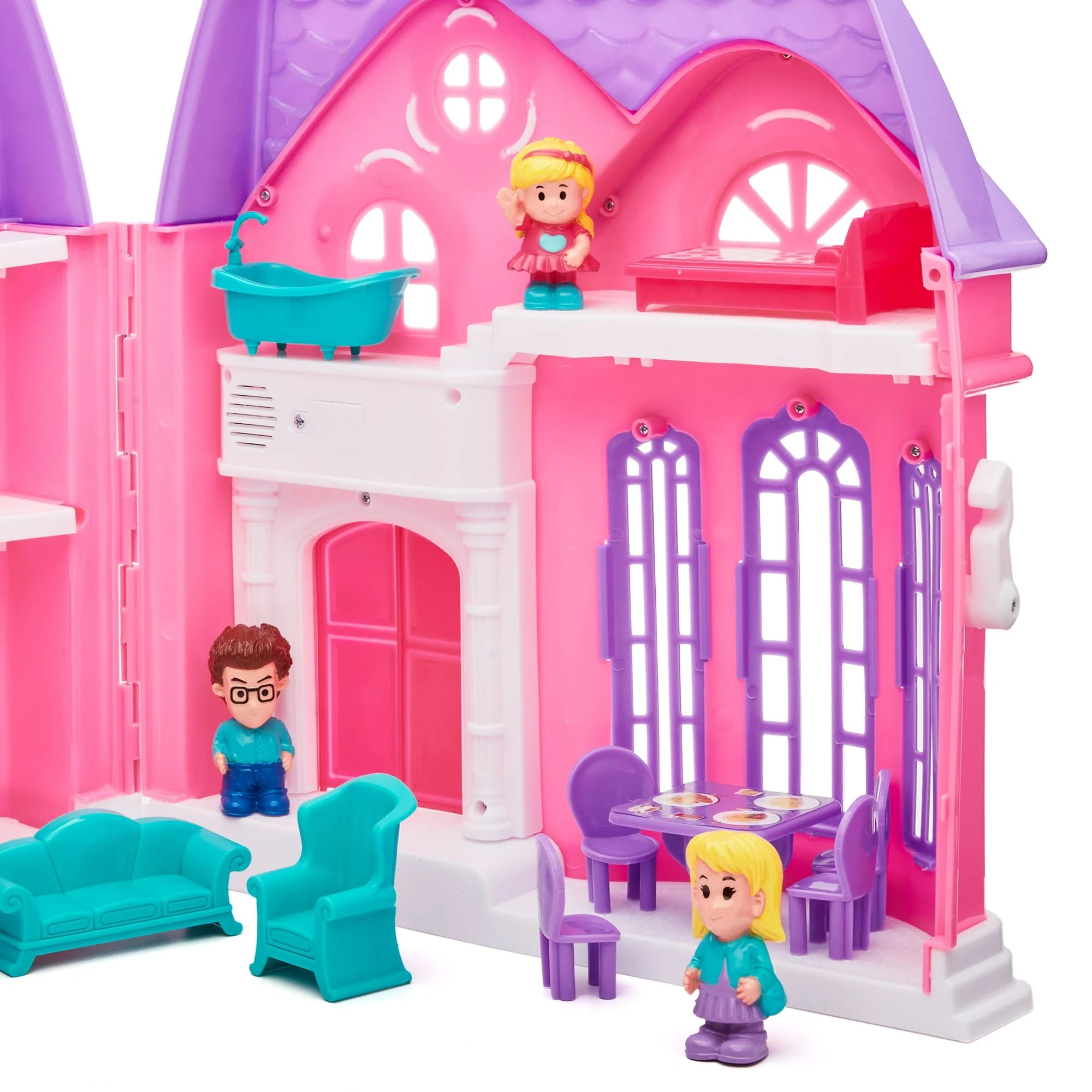 kid connection folding dollhouse with family car, 21 pieces kid connection folding dollhouse with family car, 21 pieces