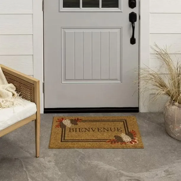 mohawk home fall bienvenue faux coir polyester doormat multi 18" x 30"