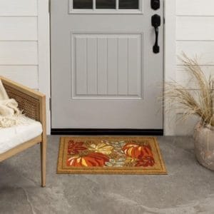 mohawk home cottage pumpkins faux coir polyester doormat orange 18" x 30"