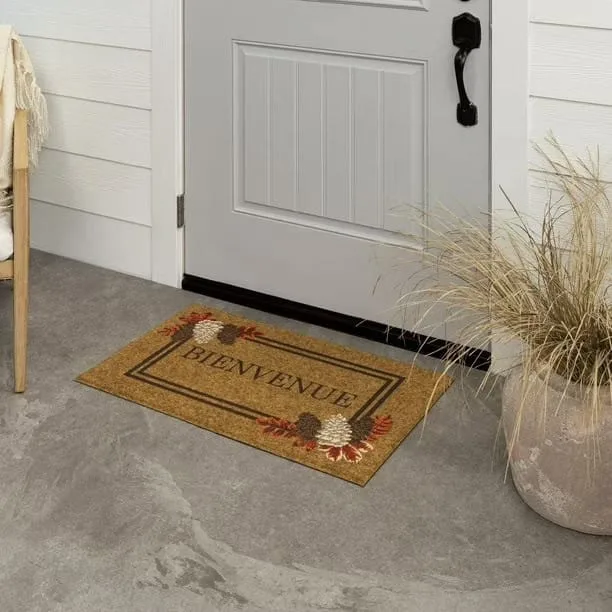 mohawk home fall bienvenue faux coir polyester doormat multi 18" x 30"