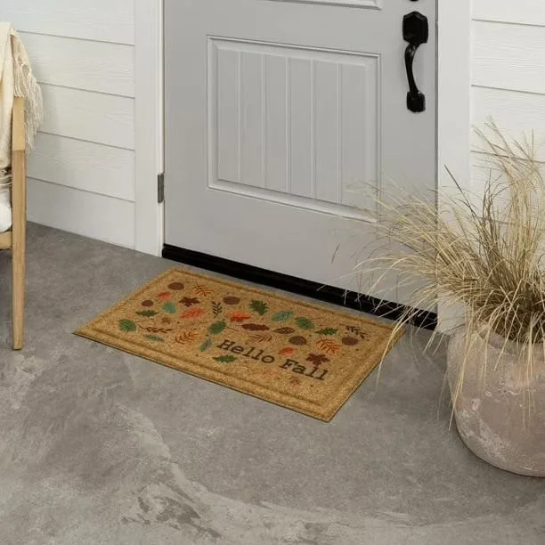 mohawk home hello fall faux coir polyester doormat orange 18" x 30"