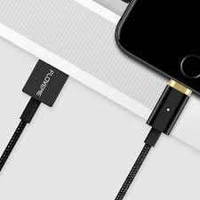 floveme 3 in 1 2.4a 1m nylon weave style 8 pin + micro usb + type c magnetic data sync charging cable (black)