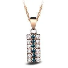 18k gold cylindrical hidden green and white crystal mixed pendant necklace (green)