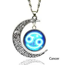 european and american fashion starry sky moon necklace