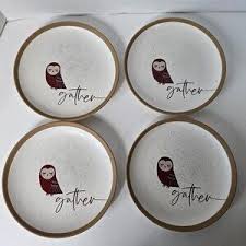 owl gather dinner plate round