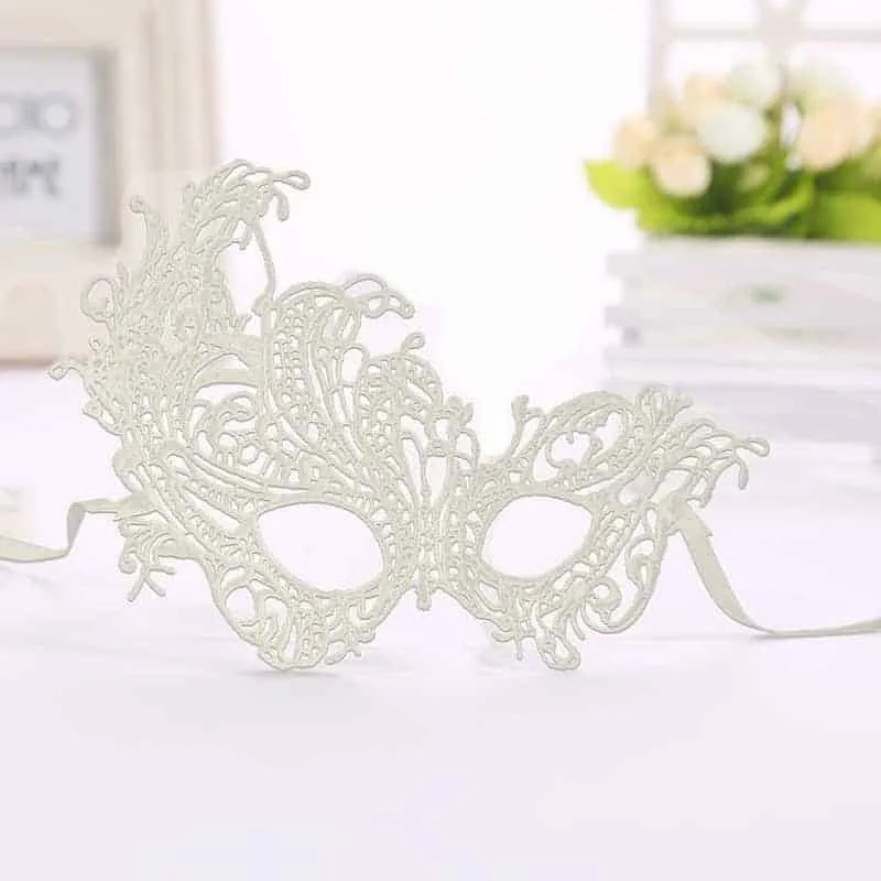 Halloween Masquerade Party Dance Sexy Lady Lace Phoenix Mask (White)