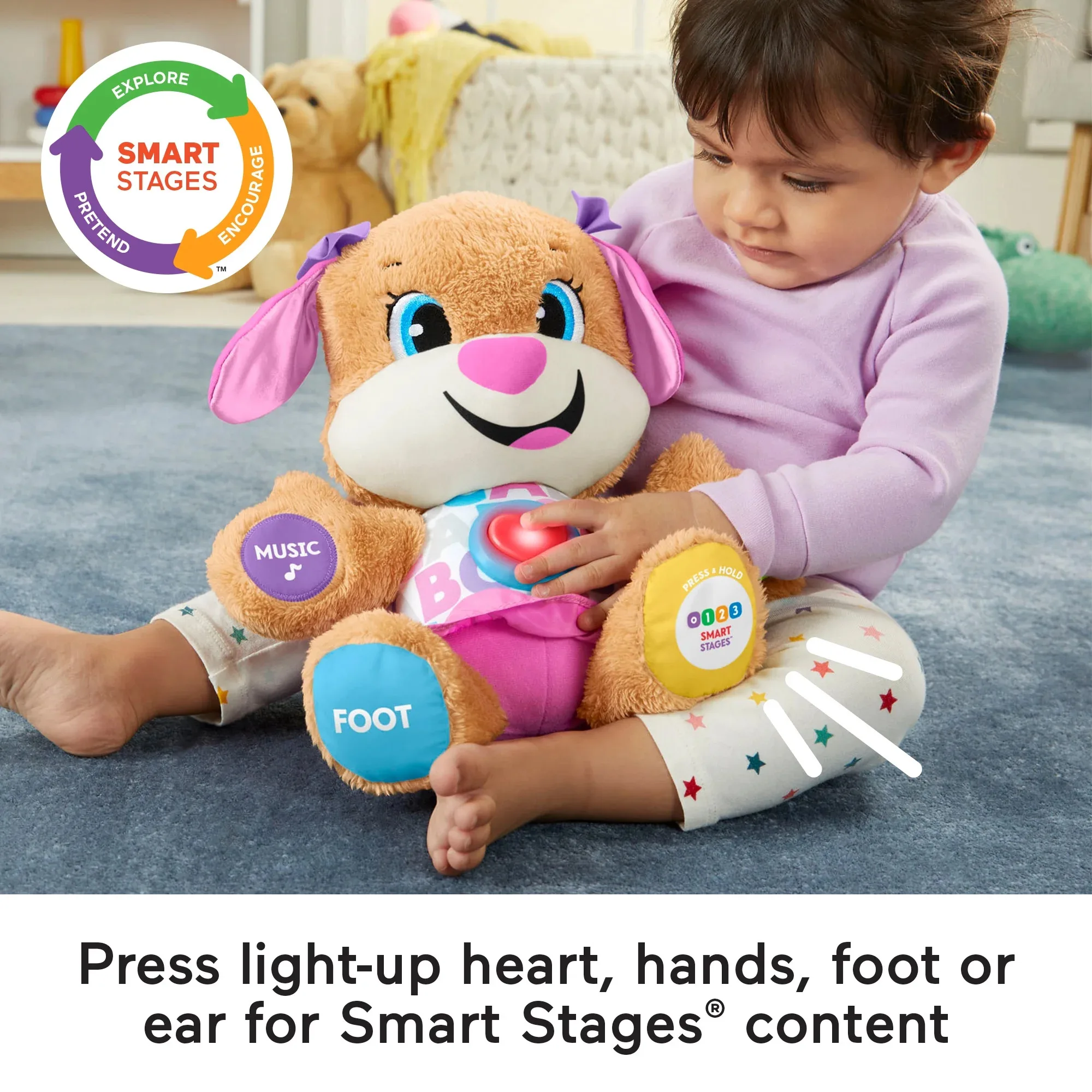 fisher price laugh & learn smart stages sis puppy plush learning toy for baby, infants and toddlers, 6 months and up fisher price laugh & learn smart stages sis puppy plush learning toy for baby, infants and toddlers, 6 months and up