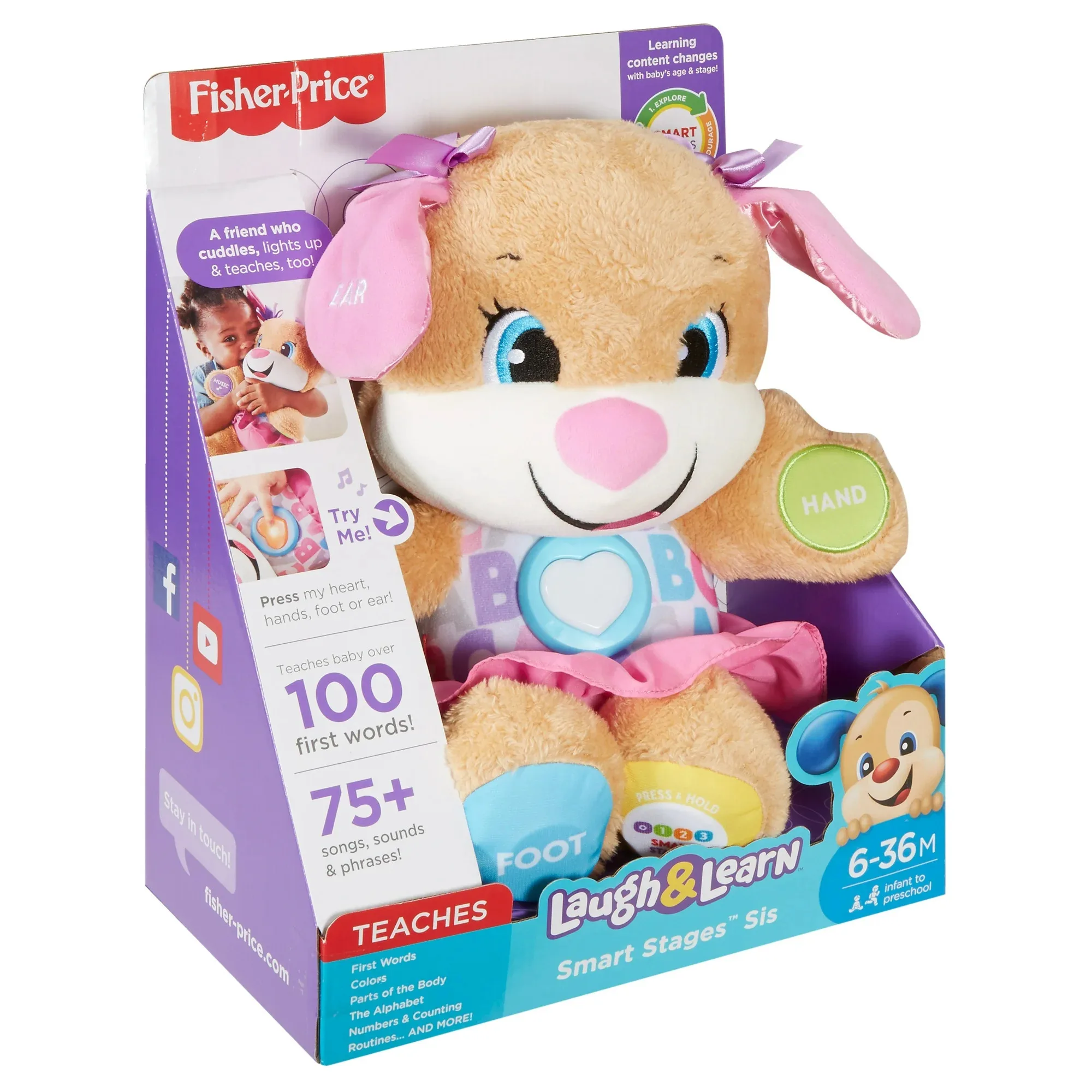 fisher price laugh & learn smart stages sis puppy plush learning toy for baby, infants and toddlers, 6 months and up fisher price laugh & learn smart stages sis puppy plush learning toy for baby, infants and toddlers, 6 months and up