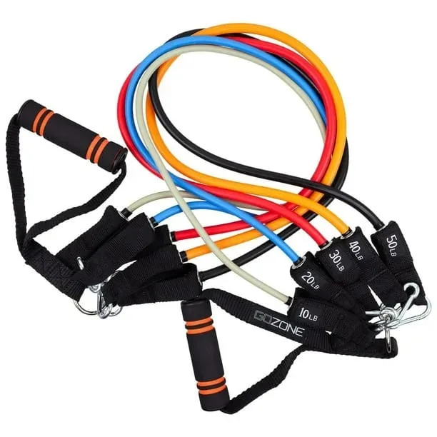 gozone all in one resistance band set – multi colour, includes ankle cuffs
