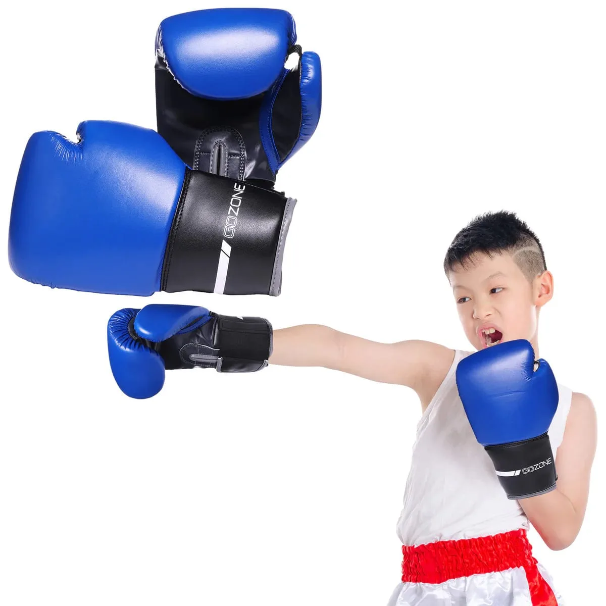 gozone 8oz youth pro style boxing gloves – blue/black