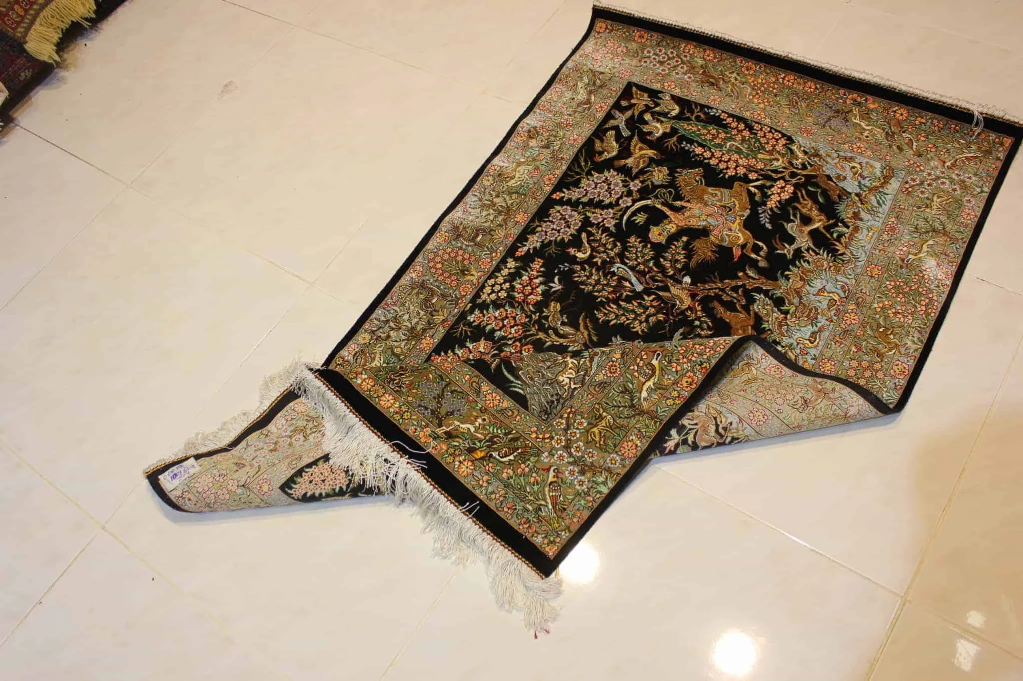 carpet genuine 100% silk handmade, iran (size 80cmx120cm) cpt38 carpet genuine 100% silk handmade, iran (size 80cmx120cm) cpt38