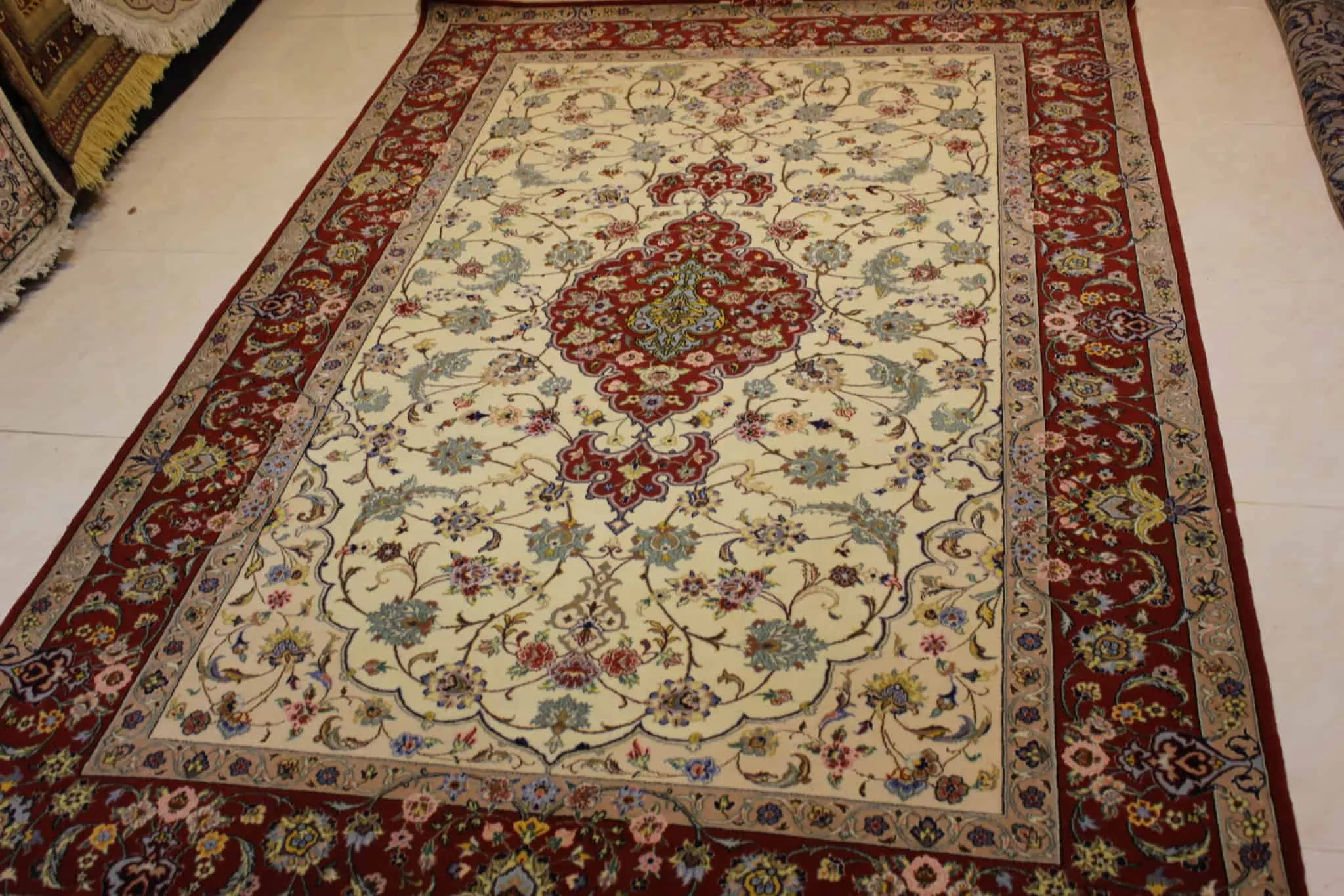 carpet genuine 50% silk, 50% wool, handmade, asfahan, iran (size 110cmx150cm) cpt51 carpet genuine 50% silk, 50% wool, handmade, asfahan, iran (size 110cmx150cm) cpt51