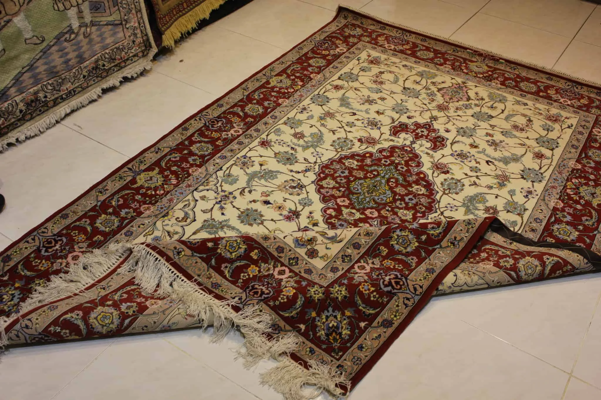 carpet genuine 50% silk, 50% wool, handmade, asfahan, iran (size 110cmx150cm) cpt51 carpet genuine 50% silk, 50% wool, handmade, asfahan, iran (size 110cmx150cm) cpt51