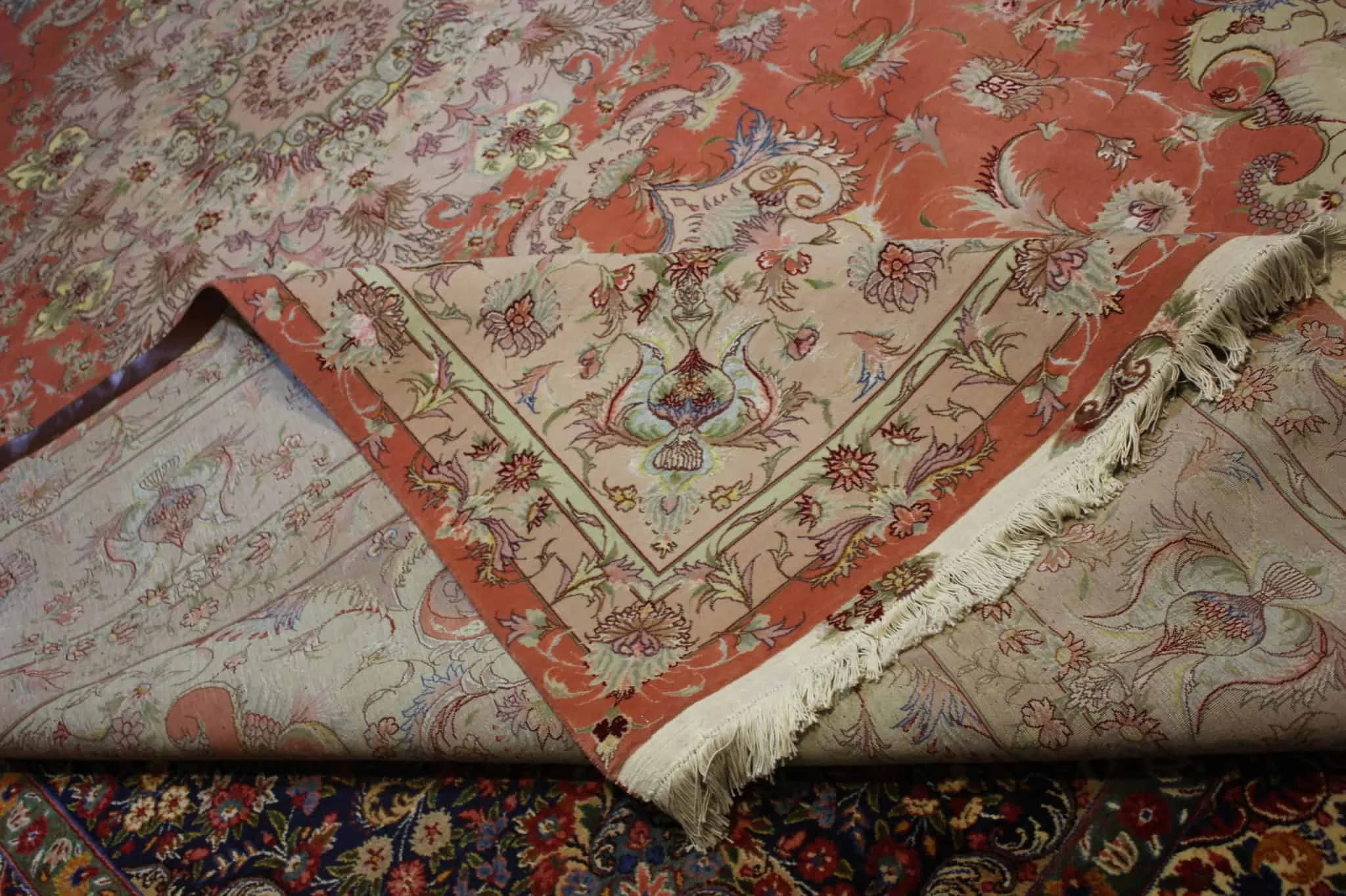 carpet genuine 100% silk wool mixed, handmade, tabriz, iran (size 300cmx400cm) cpt79