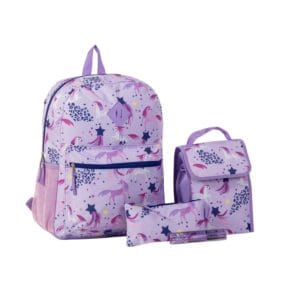 jetstream 4pcs full school day backpack set purple unicorns