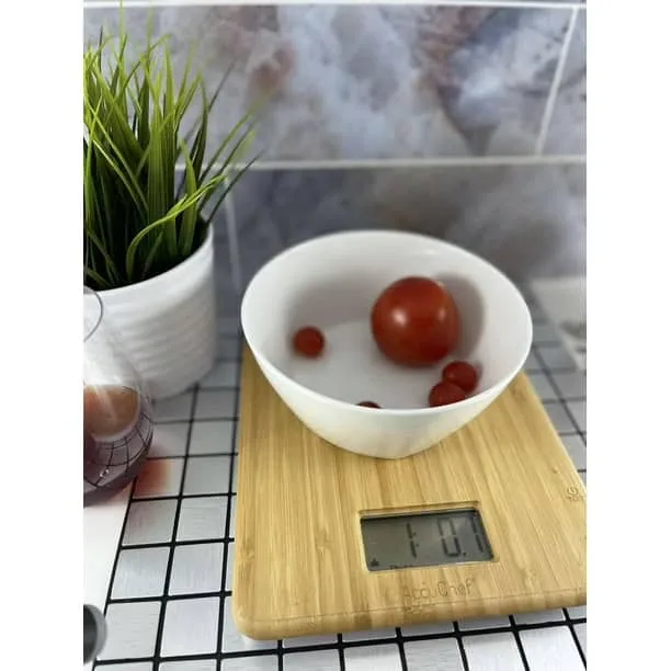 accuchef bamboo kitchen scale 11lb/5kg capacity