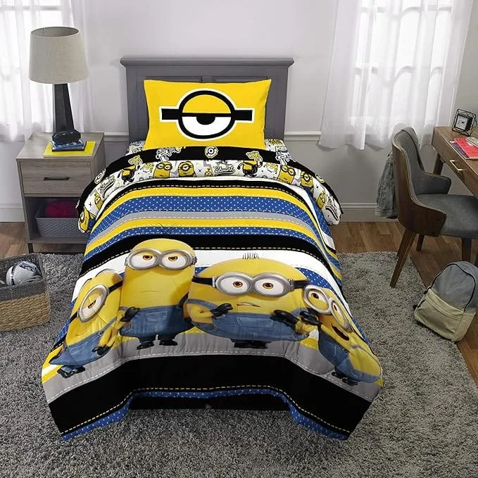 franco kids bedding super soft twin comforter and twin flat sheet & one pillowcase minions the rise of gru