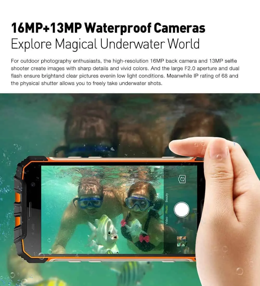 ulefone armor 2 triple proofing phone, 6gb ram+64 gb