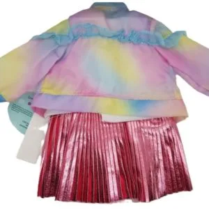 my life as rainbow jacket shirt & pink skirt w/ headband outfit for 18" doll new