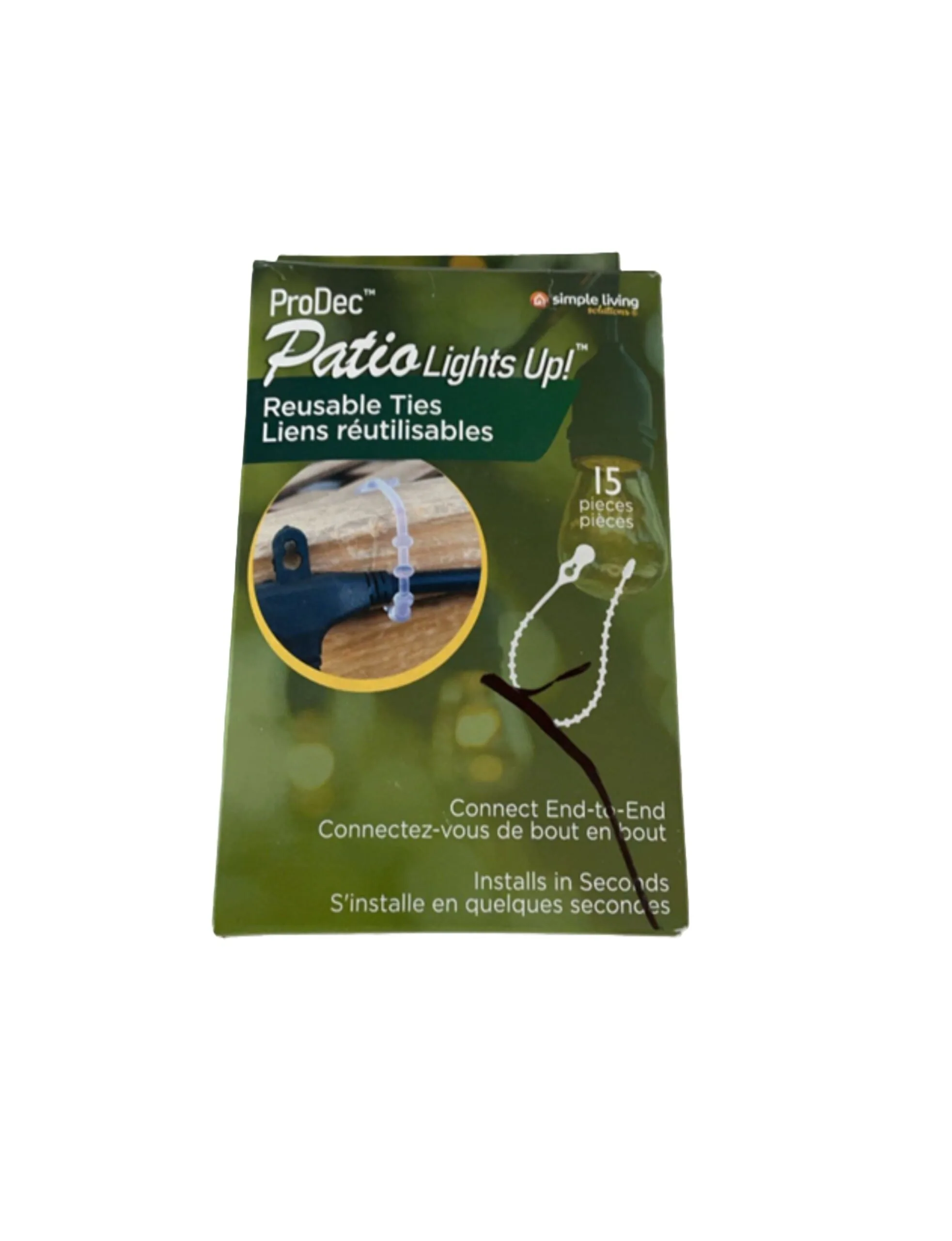 simple living prodec patio light reusable ties for hanging lights, 15 count