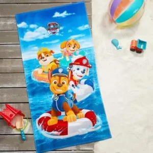 paw patrol kids beach towel cotton blend 28x58" blue nickelodeon