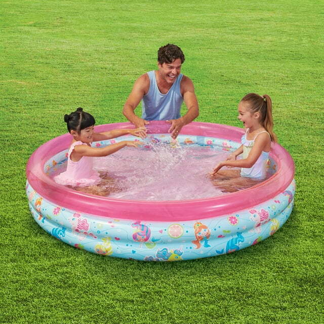 round inflatable 3 ring kiddie splash play pool, pink, for kids, age 2 & up, unisex round inflatable 3 ring kiddie splash play pool, pink, for kids, age 2 & up, unisex