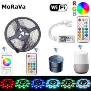 rgb led strip smd 2835 dc 12v 60 leds/m flexible diode tape ribbon lamp wifi controller