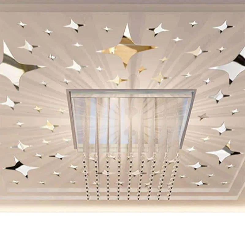 3d mirror wall stickers acrylic stars, diy ceiling tv wall stickers home decor wall stickers home decor (gold)