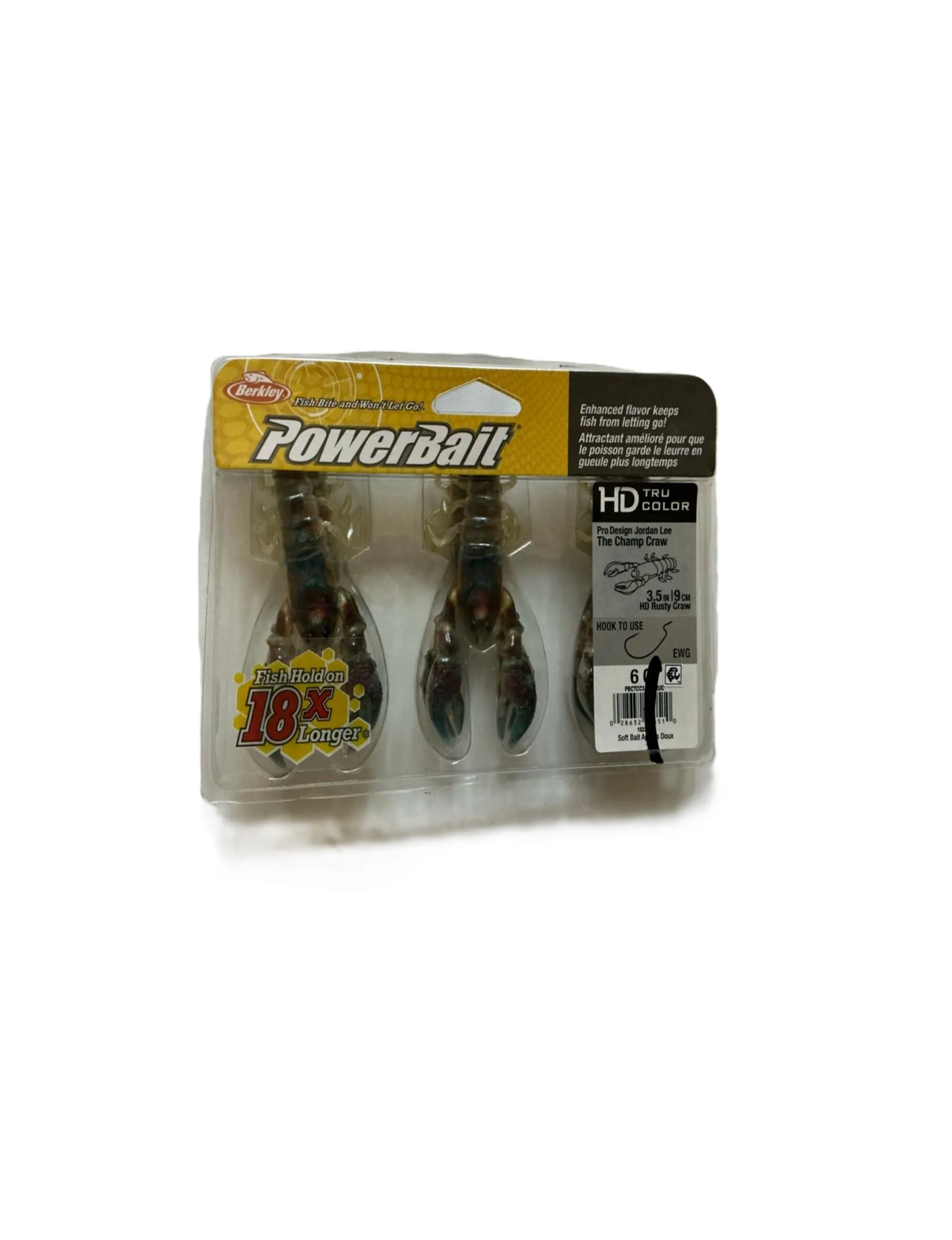 2 packs berkley 3.5" champ craw soft fishing powerbaits hd mean craw
