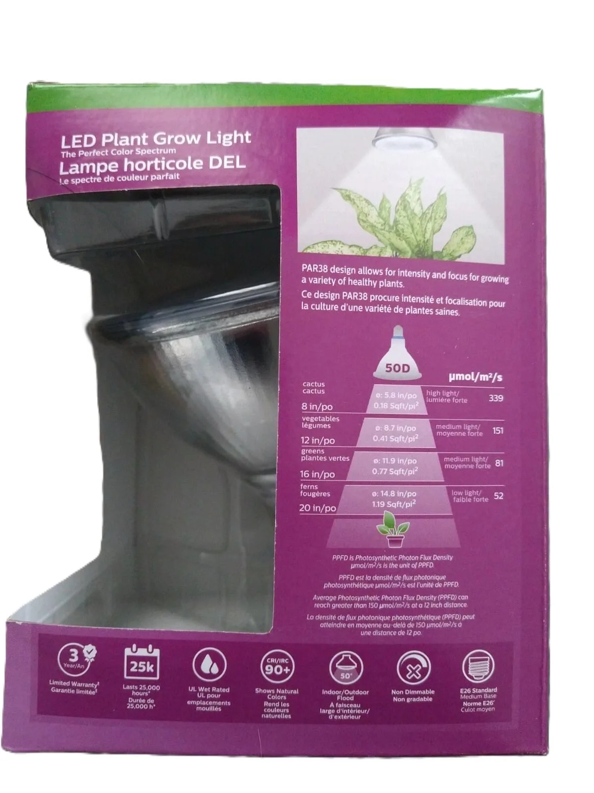 philips 533323 par38 flood 5000k 16 watt led plant grow light bulb daylight