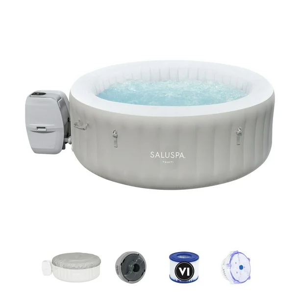 saluspa tahiti airjet inflatable hot tub spa with led lights 2 4 person