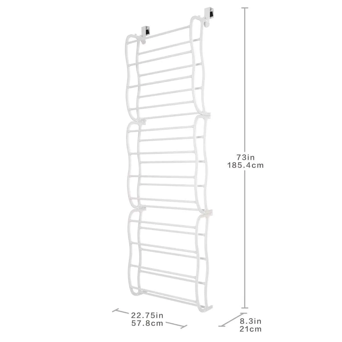 mainstays over the door shoe rack storage organizer 36 pair white, stores and organizes 36 pairs of shoes without taking up additional floor space number of compartments 12