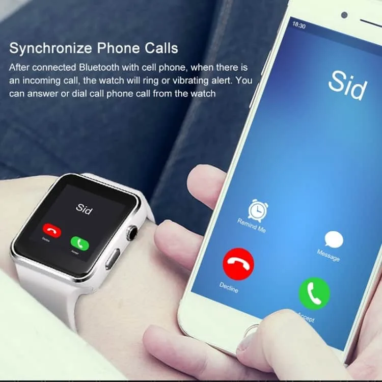 x6 smart watch with camera touch screen support sim tf card bluetooth smartwatch for iphone xiaomi android phone(white)