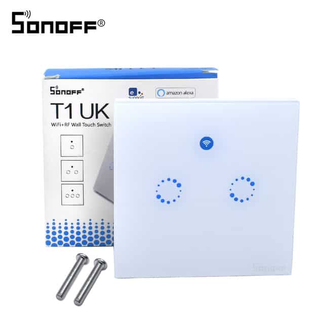 Sonoff T1 UK 2 Gang WiFi & RF 86 Type Smart Wall Touch Light Switch
