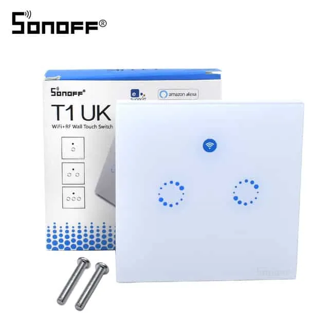 Sonoff T1 UK 2 Gang WiFi & RF 86 Type Smart Wall Touch Light Switch