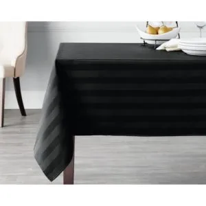 hometrends microfiber stripe tablecloth 60" x 84" rectangle black