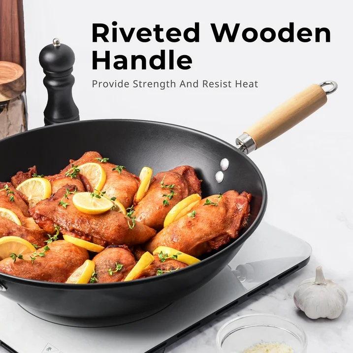 mainstays easy clean, hand wash recommended carbon steel, non stick, ns wok mainstays easy clean, hand wash recommended carbon steel, non stick, ns wok