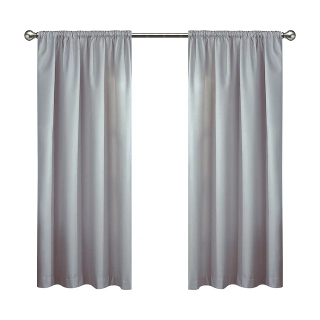 (2 pack) eclipse draft stopper room darkening fleece lined rod pocket, single curtain panel, silver, 42" w x 63" l