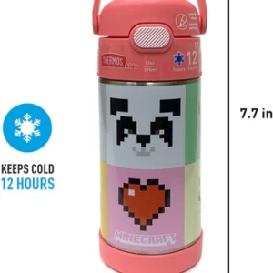 *new* thermos funtainer stainless steel 12oz/355ml straw bottle minecraft pink