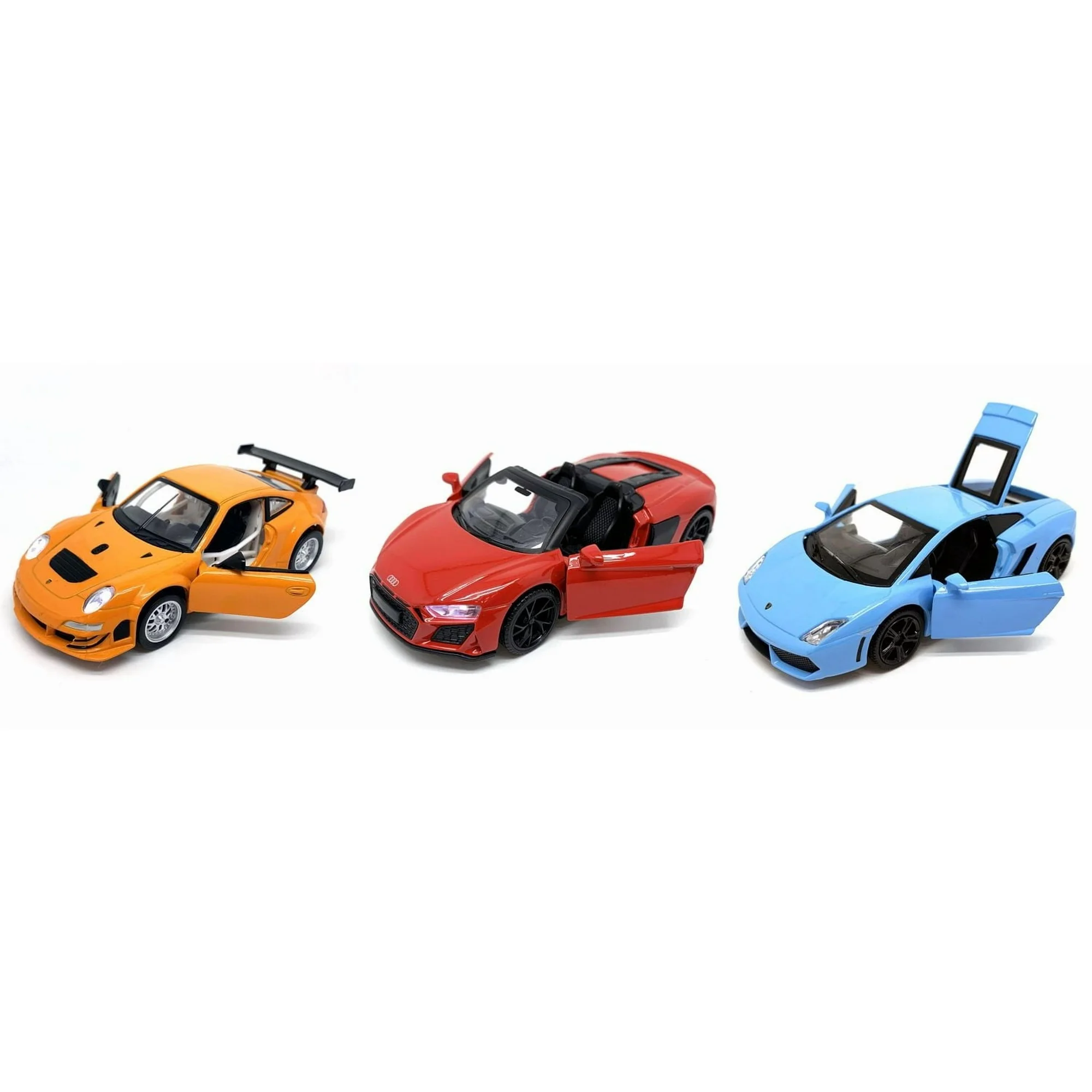 Die-Cast Vehicle 1:32 Scale Diecast Vehicle with Sounds & Lights, Pull Back Action, Interactive Front Doors Feature Blue - Image 4