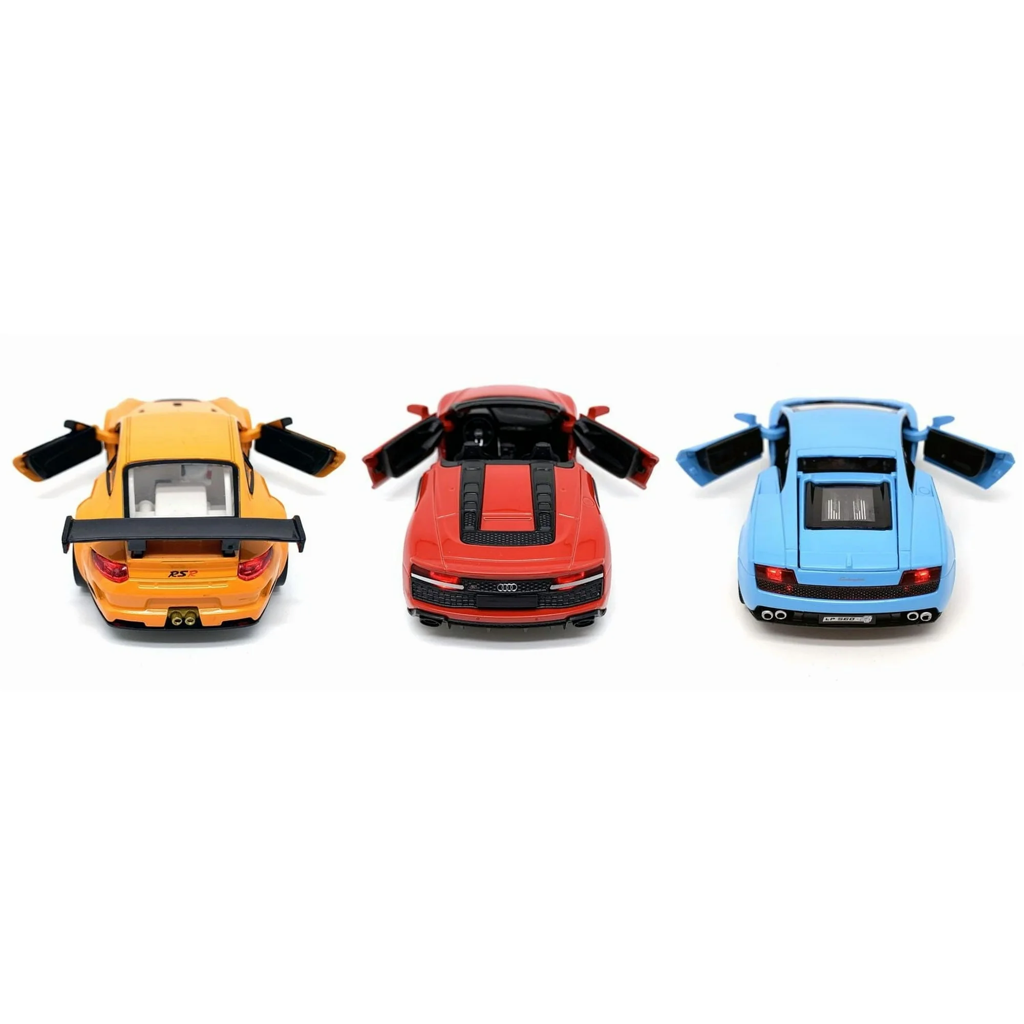 Die-Cast Vehicle 1:32 Scale Diecast Vehicle with Sounds & Lights, Pull Back Action, Interactive Front Doors Feature Blue - Image 3