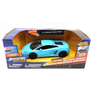 Die-Cast Vehicle 1:32 Scale Diecast Vehicle with Sounds & Lights, Pull Back Action, Interactive Front Doors Feature Blue