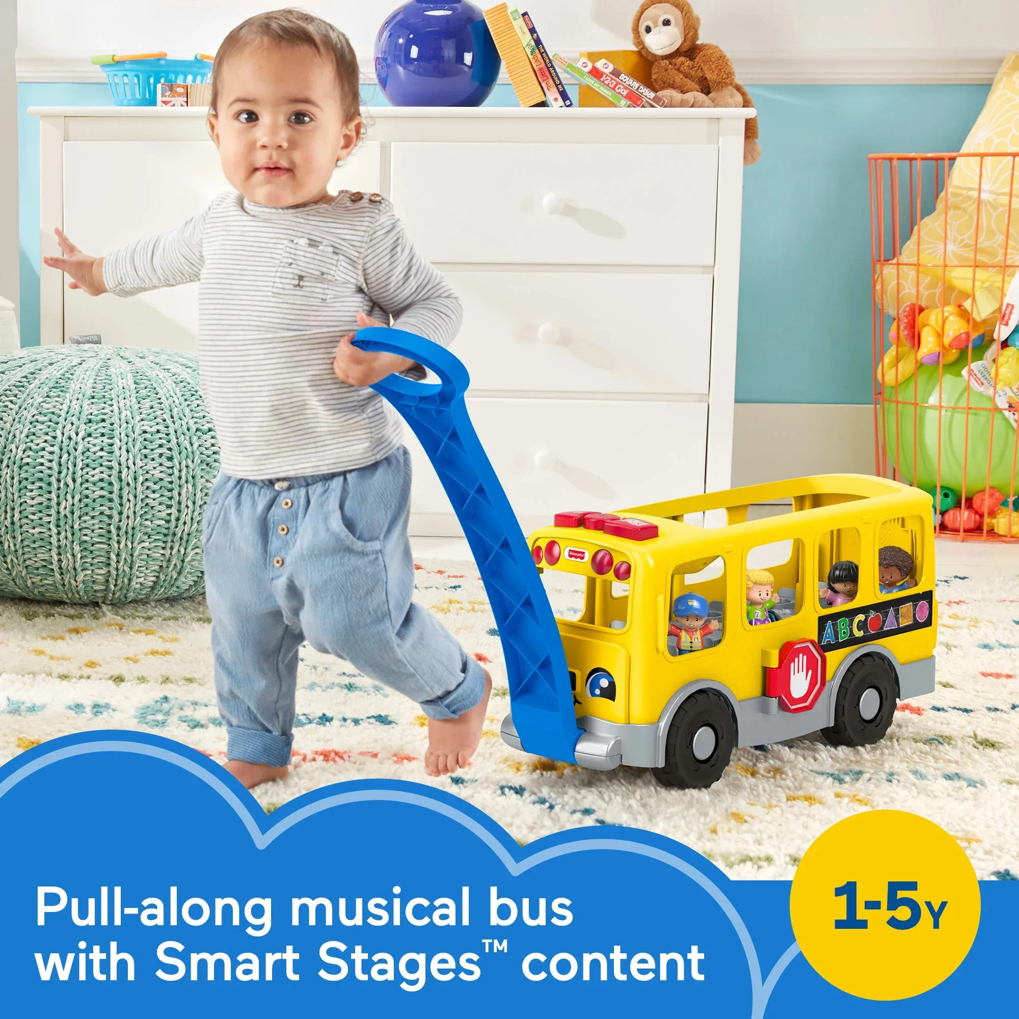 fisher price little people big yellow school bus musical learning toy for toddlers 1 5 years old