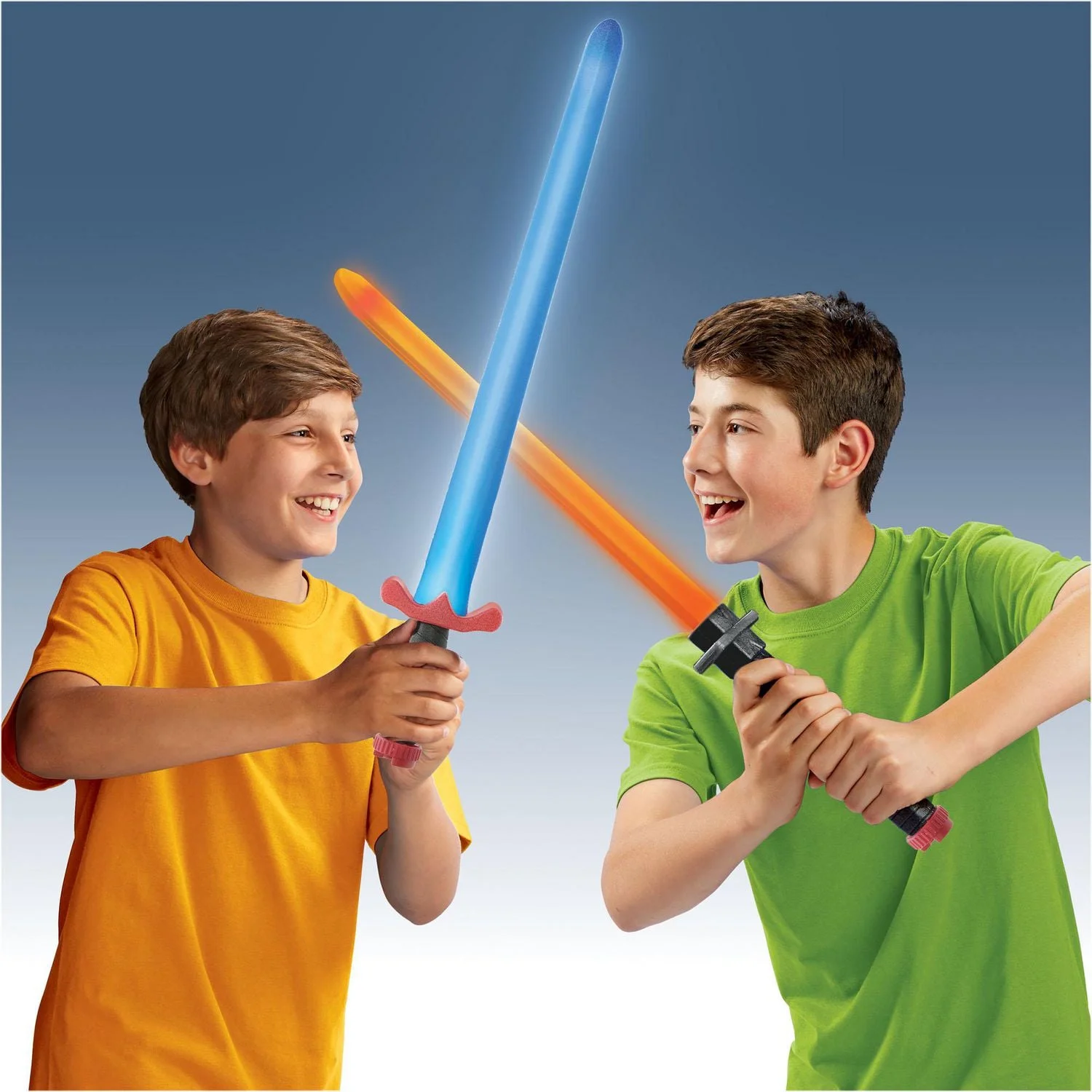adventure force light striker foam sword, light up blade with tap activation, soft foam design for safe play ages 4+ blue
