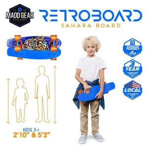 Madd Gear 22″ Retro Beginner Skateboard Mini Cruiser- 62 mm Wheels Beginner Penny Style Board