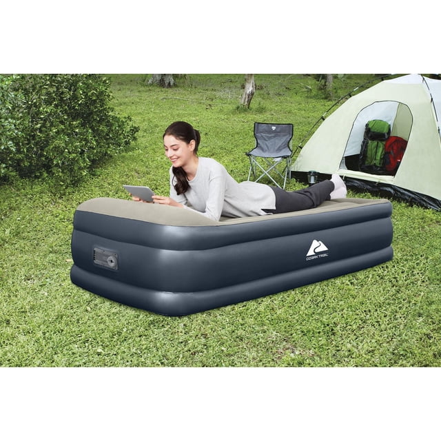 ozark trail flocked twin airbed with built in pump ozark trail flocked twin airbed with built in pump