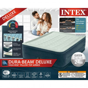 INTEX Dura-Beam® Deluxe High-Rise Pillow Top Air Mattress, 24in. Queen