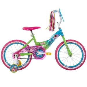 huffy disney encanto 16 inch bike for girls with training wheels, blue/pink/green