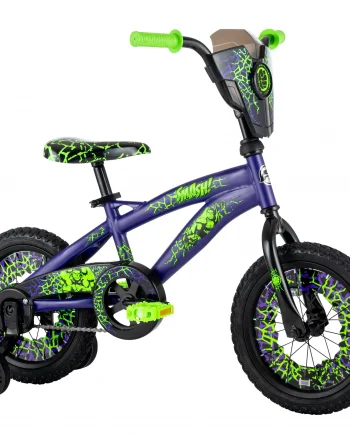 huffy 14 inch marvel hulk boys’ bike with training wheels, indigo